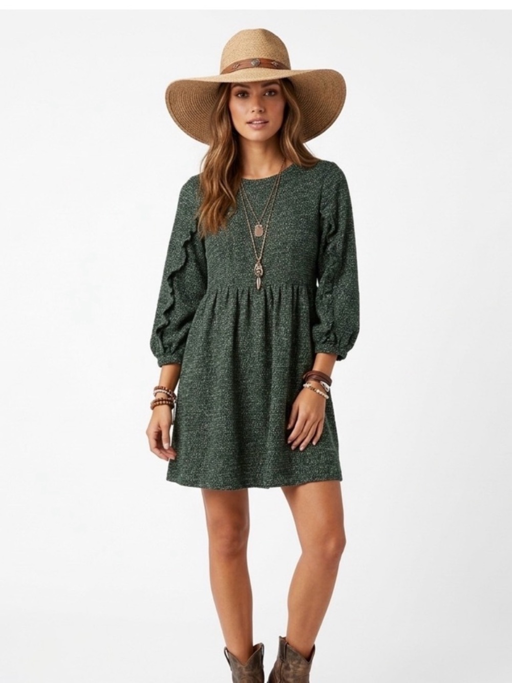 NWOT Anthropologie RO&DE Green Stella Sweater Dress SP